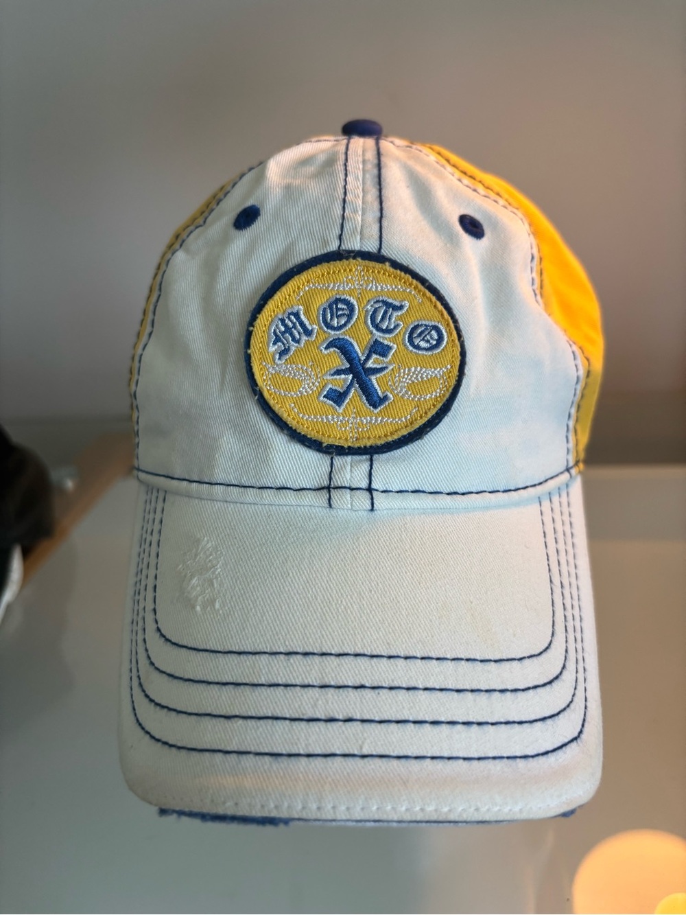 Vintage MotoX White and Yellow Embroidered Patch Baseball Cap